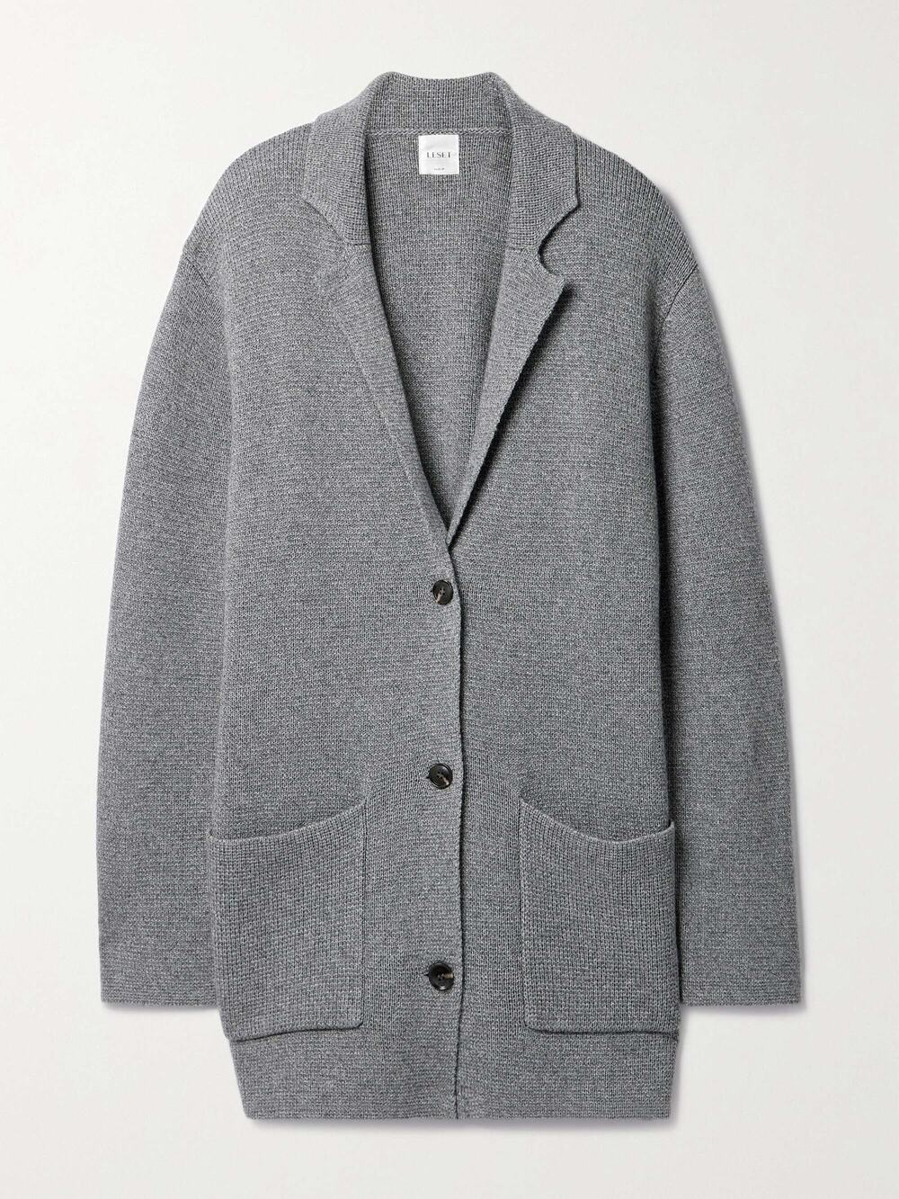 LESET Zoe Sweater Knit Blazer - Xs Grey Melange